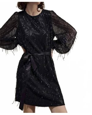 Summum Fringe Dress With Sequins - Black