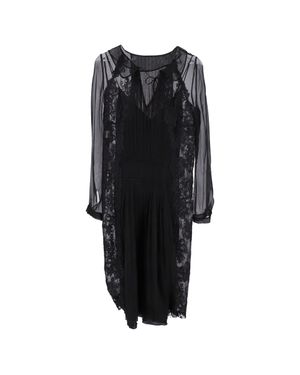 Alberta Ferretti Lace Pleated Midi Dress - Black