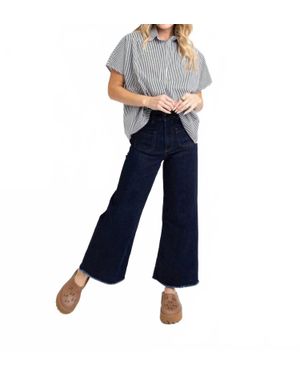 Karlie Stripe Signature Popover Blouse - Blue