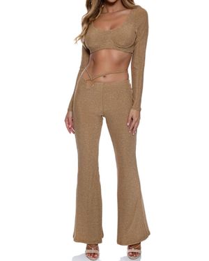 Luli Fama Low Rise Flare Pants - Natural