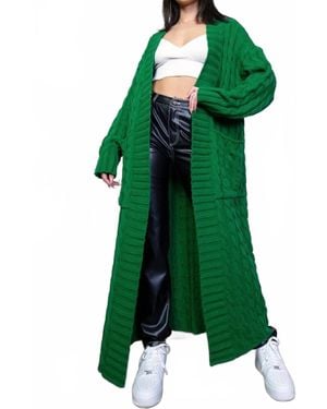 Rehab My Long Knitted Sweater Cardigan - Green