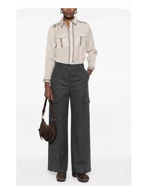 Diega Piorico Wide Leg Cargo Pants Pants - White