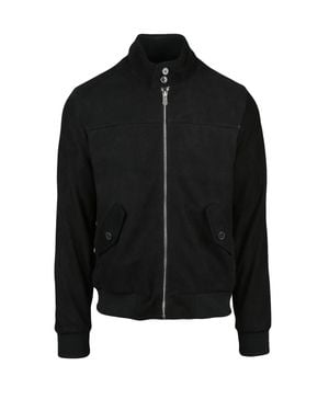 Blusotto Leather Stand Collar Jacket - Black