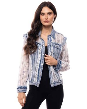 Jadore Embroidered Denim And Lace Bohemian Jacket - Multicolor