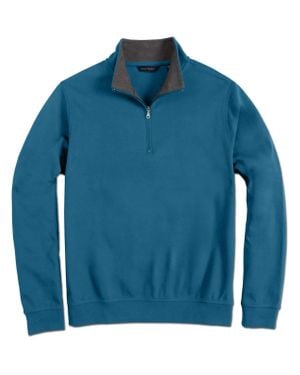 Scott Barber Pima Interlock Zip Mock - Blue