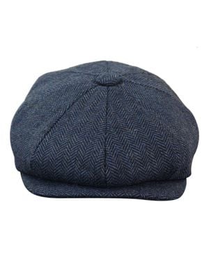 Infinity Leather Peaky Blinders Tweed Gatsby Hat - Blue