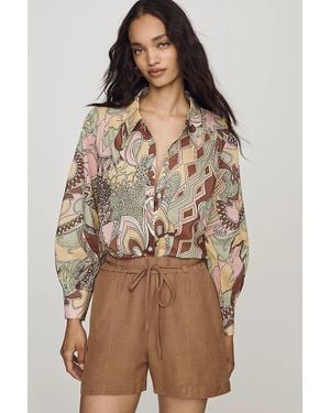 RIXO London Blake 100% Cotton Top - Brown