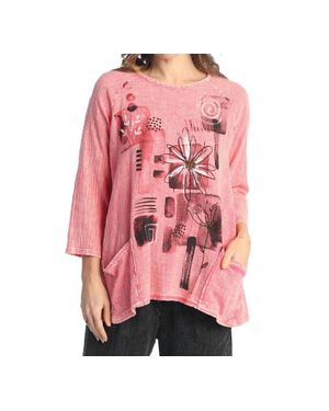 Jess & Jane Lily Mineral Washed Patch Pocket Cotton Gauze Top - Pink