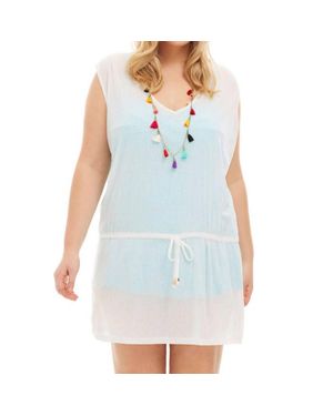Always for Me Plus Size Drawstring Tank Cover Up Dress - Blue