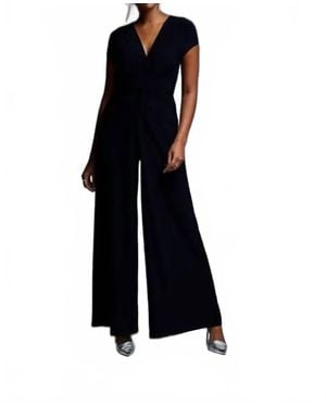 Joseph Ribkoff Twist-Front Plunge Jumpsuit - Blue