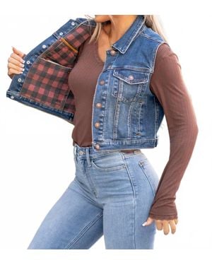 Judy Blue Reversible Buffalo Flannel Print Vest - Blue