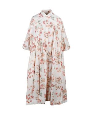 Casey Casey Cream Polyester-Blend Oversized Chemise Dress - White