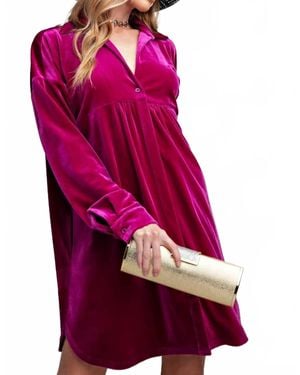 Easel Love Me Velvet Dress - Pink