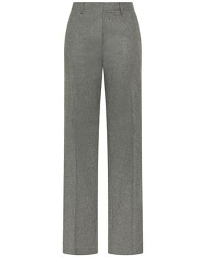 Cruna Tailored Mid-Rise Textured Straight-Leg Pants - Gray