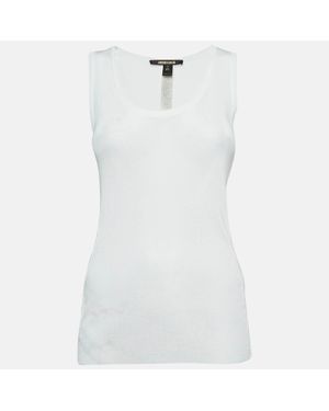 Roberto Cavalli Jersey Lace Trimmed Tank Top - White