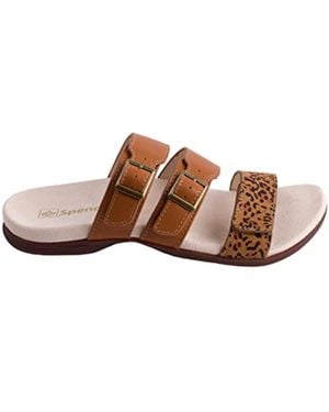 Revitalign Sandals Saddle Cheetah Print Open Toe Slide Gal259 - Brown