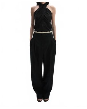 Magda Butrym Draped Halterneck Cotton And Silk Blouse - Black