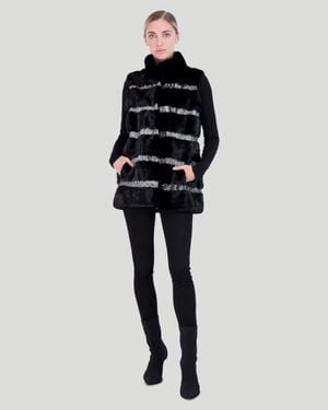 Gorski Mink Vest With Persian Lamb Trim - Blue