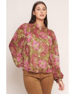 TRUEDAMES Secret Petals Woven Top - Red