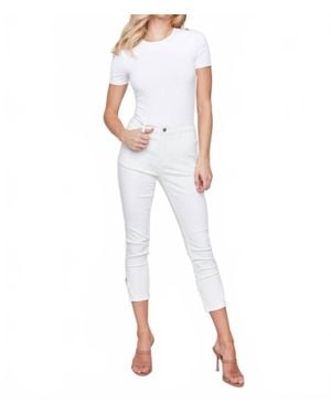 Charlie b Side Tab Slim Cropped Pants - White