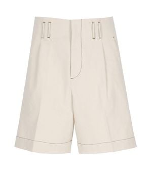 Lanvin Ivory Cotton Hook-Fastening Denim Shorts - White