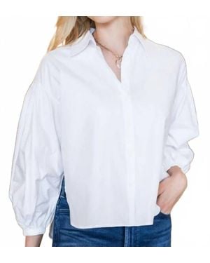 Psophia Balloon Sleeve Cotton Blouse - White
