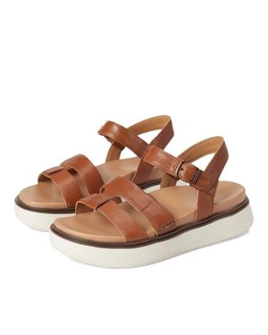 Vionic Solana J4525L1200 Sandals Tan Leather Wedge Heel Jzz1228 - Brown