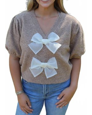 Lalavon Tulle Bow Sweater - Gray