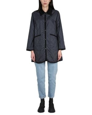 Lavenham Quilted Nylon Jacket With Velvet Collar - Black