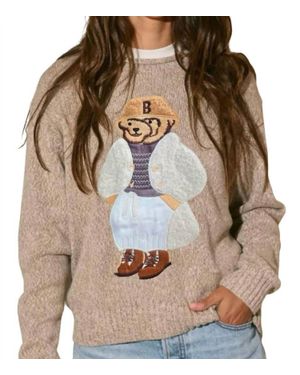 Bucketlist Teddy Bear Knit Sweater - Brown