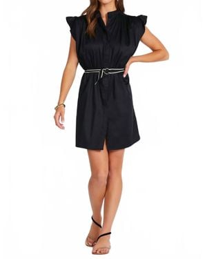 Bishop + Young Mallorca Flutter Sleeve Mini Dress - Black