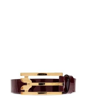 Victoria Beckham Glossy Calf Leather Belt - White