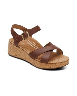 Aetrex Flora Adjustable Quarter Strap Wedge - Brown