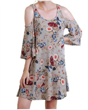 Umgee Floral Cold Shoulder Dress - Multicolor