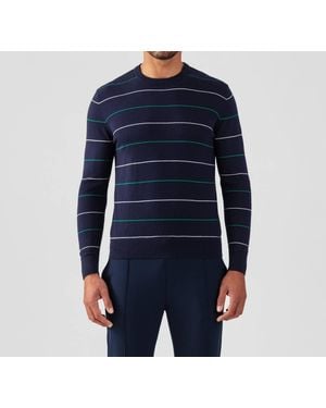Ron Dorff Sweater W. Tennis Stripes - Blue