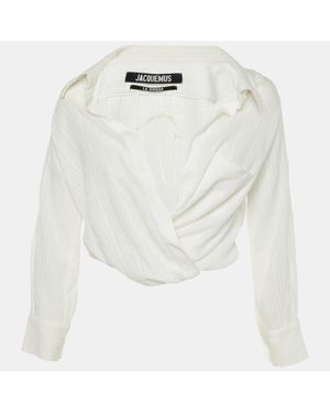 Jacquemus Textured Viscose Wrap Top - White