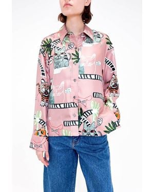 ODEEH Cats & Tigers Blouse - Red