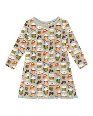 KICKEE Girl's Long Sleeve Swing Dress - Multicolor