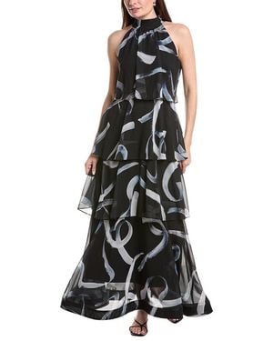 MILLY Salem Brushed Chiffon Bell Dress - Black