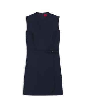 HUGO A-Line Dress With Logo Bow Detail - Blue