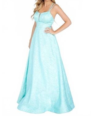 Jolene Glitter Brocade Prom Dress - Blue