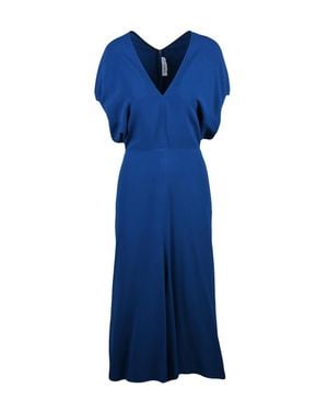 Victoria Beckham Cobalt Viscose Acetate Elastane Long Dress - Blue