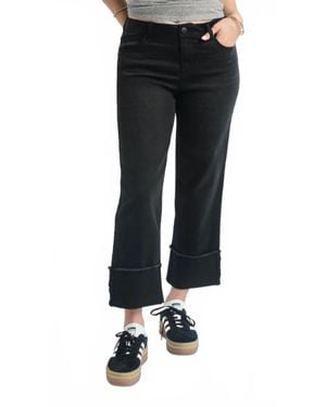 1822 Denim Mid Rise Cuffed Straight Leg Jeans - Black