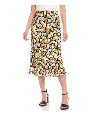 Karen Kane Gia Floral Midi Skirt - Metallic