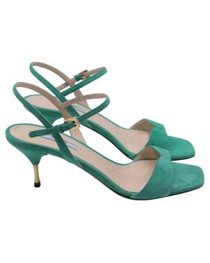 Prada Ankle Strap Sandal Heels - Green