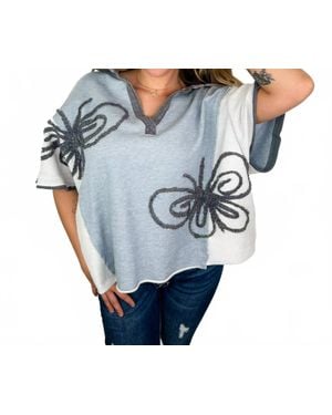 Oli & Hali Wonders Of The World Cotton Blend Short Sleeve Top - Blue