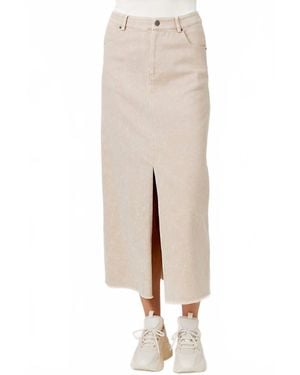 Mystree Washed Front Slit Skirt - White