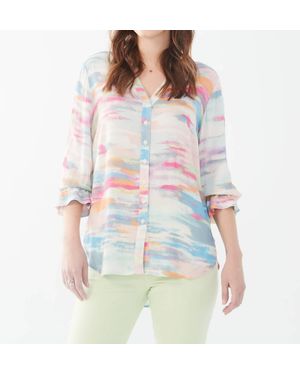 Fdj Starla Slit Detail Three Quarter Sleeve Crepe Shirt - White