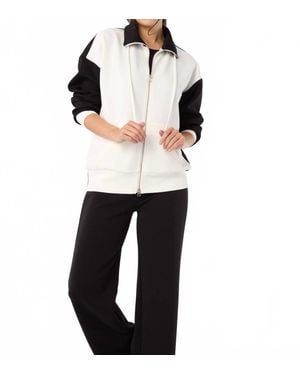 Coco + Carmen Hilarie Two-Tone Zip Front Sweatshirt - Black