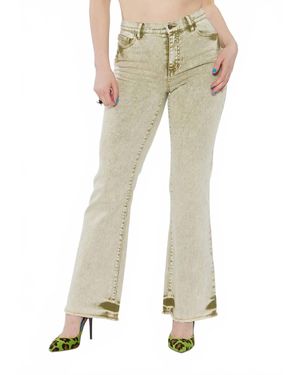 Circular Path High Rise Flare Jean - Natural